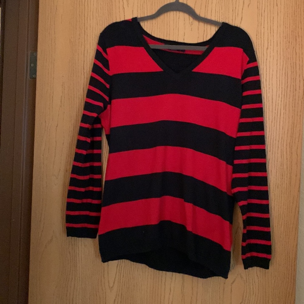 Tommy Hilfiger red and navy striped sweater